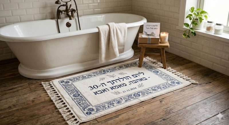 שטיח אמבטיה מעוצב ומיוחד עם הקדשה אישית בתור מתנה מושלמת